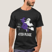 T-shirt Sorcière S'Il Vous Plaît Drôle Halloween Flying Wi (Devant)