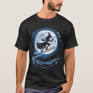 T-shirt Sorcière skiant sous le clair de lune