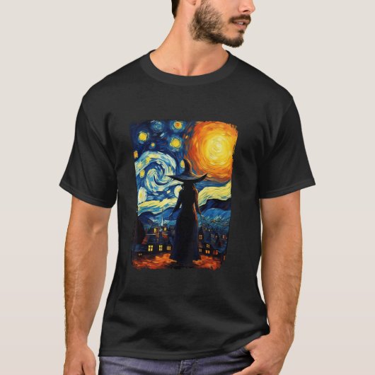 T-shirt Sorcière Starry Night Van Gogh Esthétique Hallowee (Devant)
