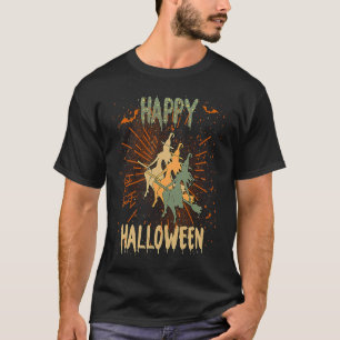 T-shirt Sorcière sur Broom Happy Halloween Trick ou Treat