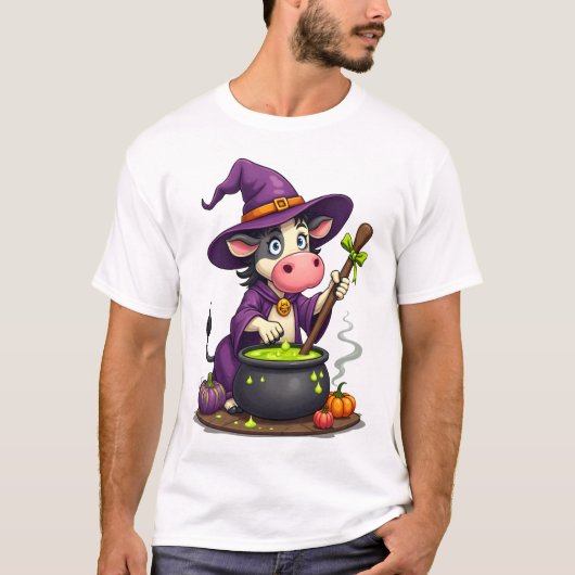 T-shirt Sorcière Vache Chaudron Brassin (Devant)