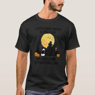 T-shirt Sorcière Vin Et Chien Bouledogue Français Costume