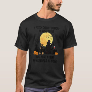 T-shirt Sorcière Vin Et Maman Chien Airedale Terrier Hallo