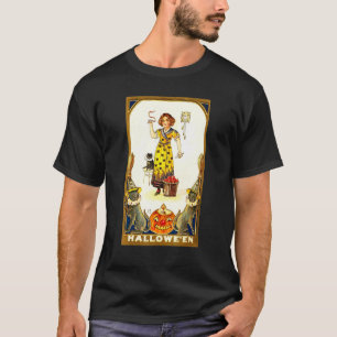 T-shirt Sorcière Vintage Wiccan Chats Sortilège Halloween