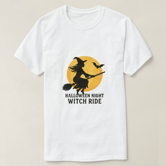 T-shirt Sorcière volante de la nuit d'Halloween (Design devant)