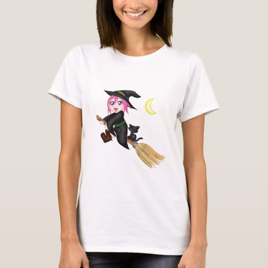 T-shirt Sorcière volante mignonne (Devant)