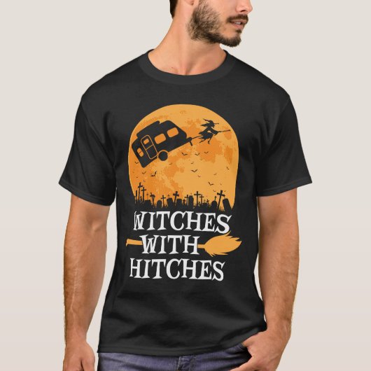 T-shirt Sorcières avec des poches Halloween Camping Camper (Devant)