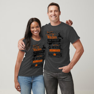 T-shirt Sorcières de chats gris orange Halloween