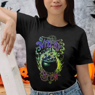T-shirt Sorcières vintages Scary Script Brew Halloween fem