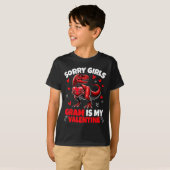 T-shirt Sorry Girls Gram Is My Valentine Dinosaur Holding  (Devant entier)
