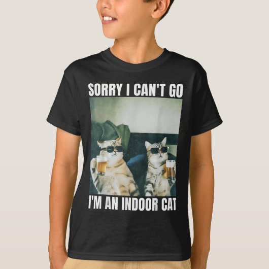 T-shirt Sorry I Can't Go I'm An Inside Cat Funny Cat Drink (Devant)