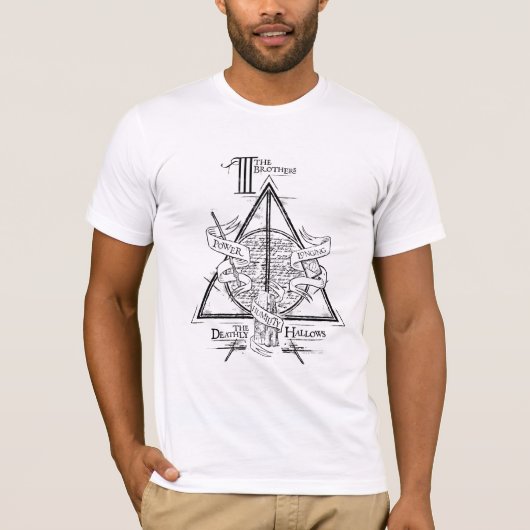 T-shirt Sort Harry Potter | Graphisme des RELIQUES DE LA M (Devant)