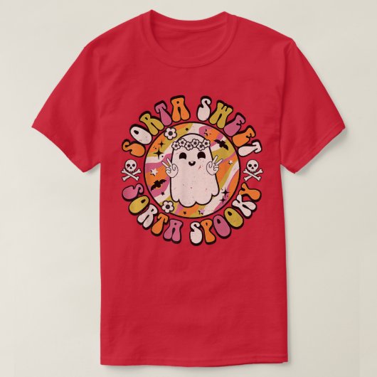 T-shirt Sorta Sweet Sorta Éffrayante mignonne Ghost Smilin (Design devant)