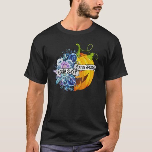 T-shirt Sorta Sweet Sorta Fleurs Éffrayantes Jack O'Lanter (Devant)