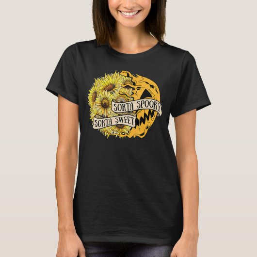 T-shirt Sorta Sweet Sorta Fleurs Éffrayantes Jack O'Lanter (Devant)