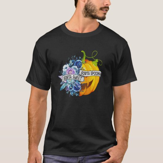 T-shirt Sorta Sweet Sorta Fleurs Éffrayantes Jack O'Lanter (Devant)