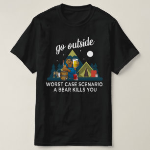 T-shirt Sortez du pire scénario coque un ours vous tue