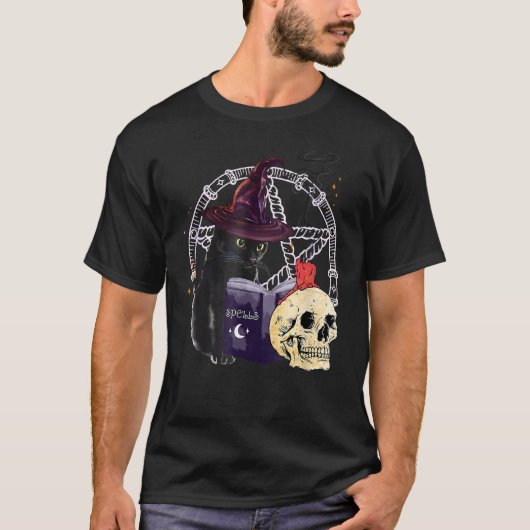 T-shirt Sortilège de Chat Noir Chat d'Halloween (Devant)