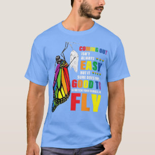 T-shirt Sortir Des Ailes De Stretch Papillon Et Voler LGBT