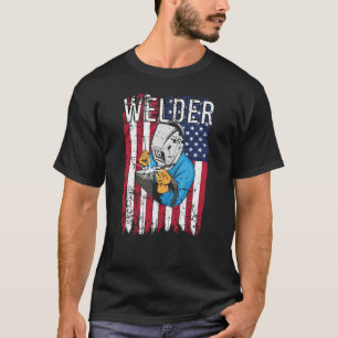 T-shirt Souder Vintage USA American Flag Welder