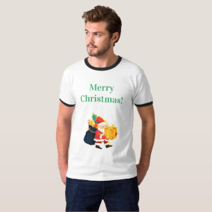 T-shirt Souhaits Noël Imprimé Joie Célébration Ringer
