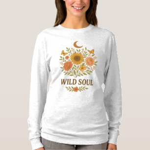 T-shirt Soul sauvage - Vintage Floral Boho Manche esthétiq