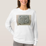 T-shirt Soulagement dépeignant un menorah<br><div class="desc">Le soulagement de l'école juive dépeignant un menorah,  Umm de Qeis (Gadara antique) Jordanie (basalte) située au Louvre,  Paris,  France. Le soulagement dépeignant un menorah,  Umm de Qeis (Gadara antique) Jordanie a été créé autour du 6ème siècle.</div>