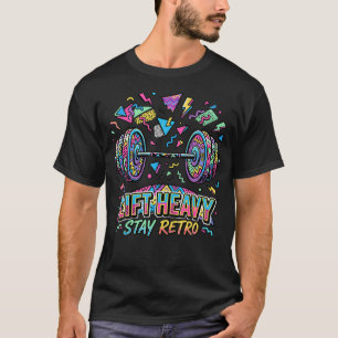 T-shirt Soulever Lourds Rester Rétro 90S Memphis Haltère F