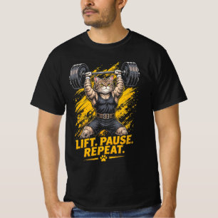 T-shirt Soulever Pause Répéter Drôle Chat Gym Haltérophile