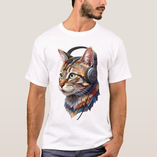 T-shirt Sound of Whiskers – Abstract Cat in Color (Devant)