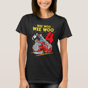 T-shirt Sound The Alarm I'm 4 Birthday Boy Fire Truck Fire