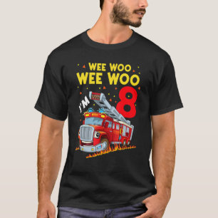 T-shirt Sound The Alarm I'm 8 Birthday Boy Fire Truck Fire