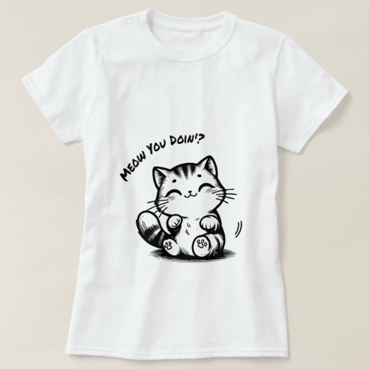 T-shirt Souriant Kitty Delight : Cute Cat Tee (Design devant)