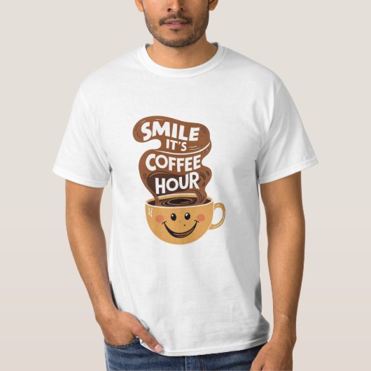 T-shirt Souriez c'est l'heure du café, des citations amusa (Devant)