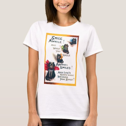 T-shirt Souriez, Chat Noir, Louis Wain (Devant)