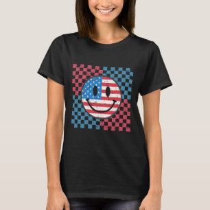 T-shirt Sourire groovy 4 juillet Drapeau américain Liberté