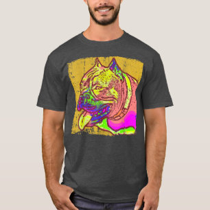 T-shirt Sourire Pitbull coloré, Chien Est Amoureux, Vintag