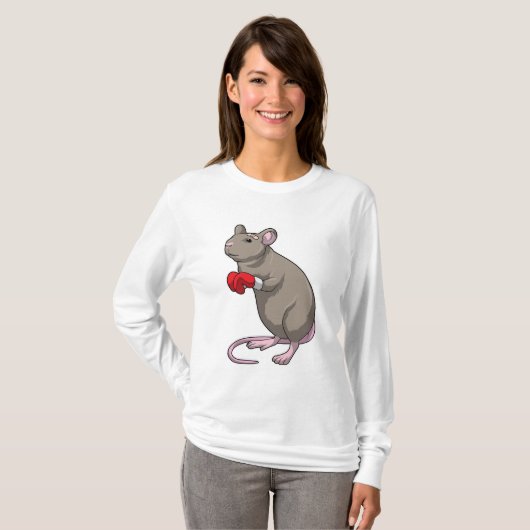 T-shirt Souris à Boxing avec gants de Boxing (Devant entier)