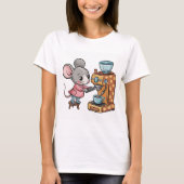 T-shirt Souris adorable faisant du café (Devant)
