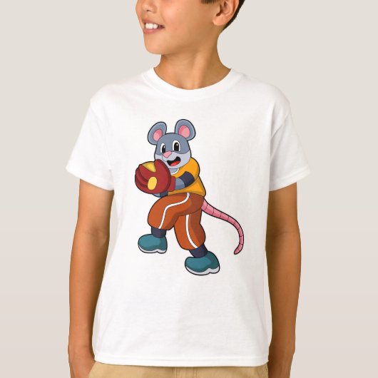 T-shirt Souris au baseball avec gant de baseball (Devant)