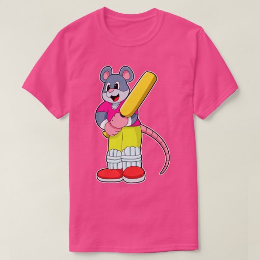 T-shirt Souris au cricket avec chauve-souris de cricket1 (Design devant)