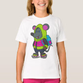 T-shirt Souris au patinage sur glace avec patins sur glace (Devant)