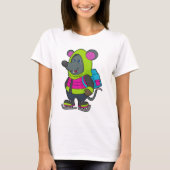 T-shirt Souris au patinage sur glace avec patins sur glace (Devant)