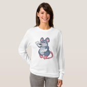 T-shirt Souris avec tasse de café (Devant entier)