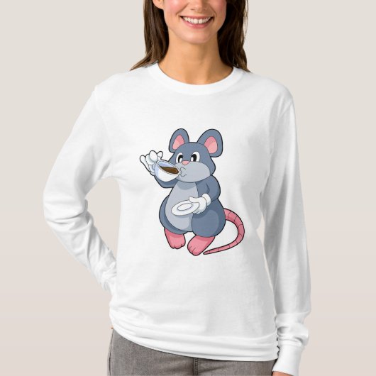 T-shirt Souris avec tasse de café (Devant)