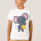 T-shirt Souris caricaturale avec fromage animal adorable (Devant)
