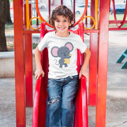 T-shirt Souris caricaturale avec fromage animal adorable