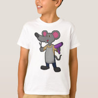Souris coiffeuse avec ciseaux et sèche-cheveux