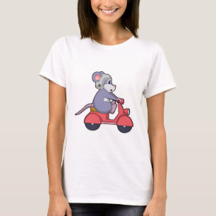 T-shirt Souris comme Biker avec Scooter.PNG