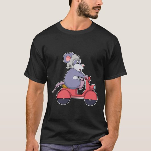 T-shirt Souris comme Biker avec Scooter.PNG (Devant)